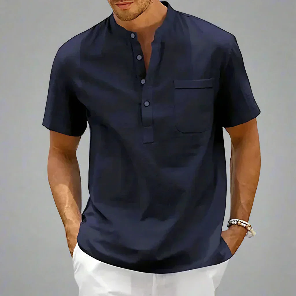 Men’s Short Sleeve Henley Shirt | Lightweight Cotton Blend | Casual Summer Top Canada