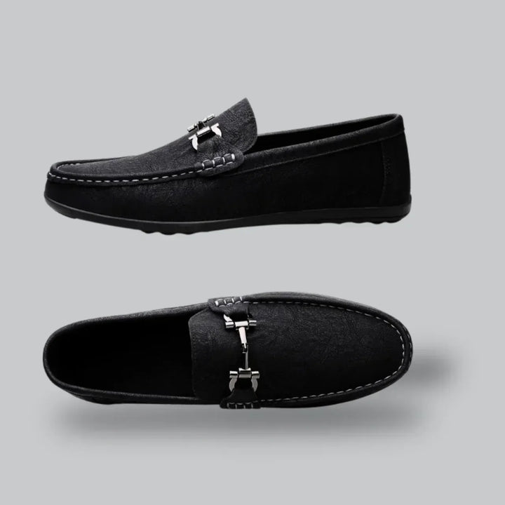 Suede Loafer Shoes | Slip-On Dress Moccasins | Classic Metal Bit Detail