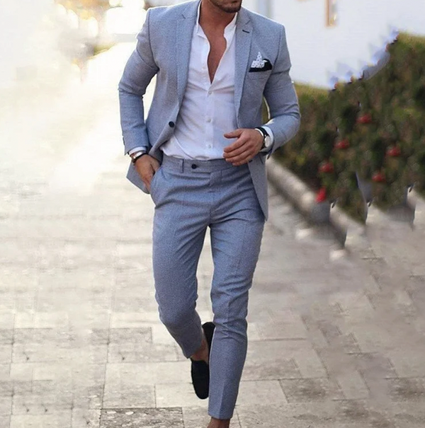 Modern Slim Fit Suit Set | 2-Piece Stretch Formalwear | Lightweight Blazer & Trousers