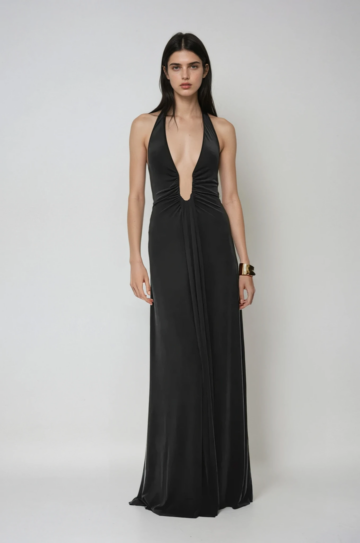 Celeste – Ivory Draped Maxi Dress