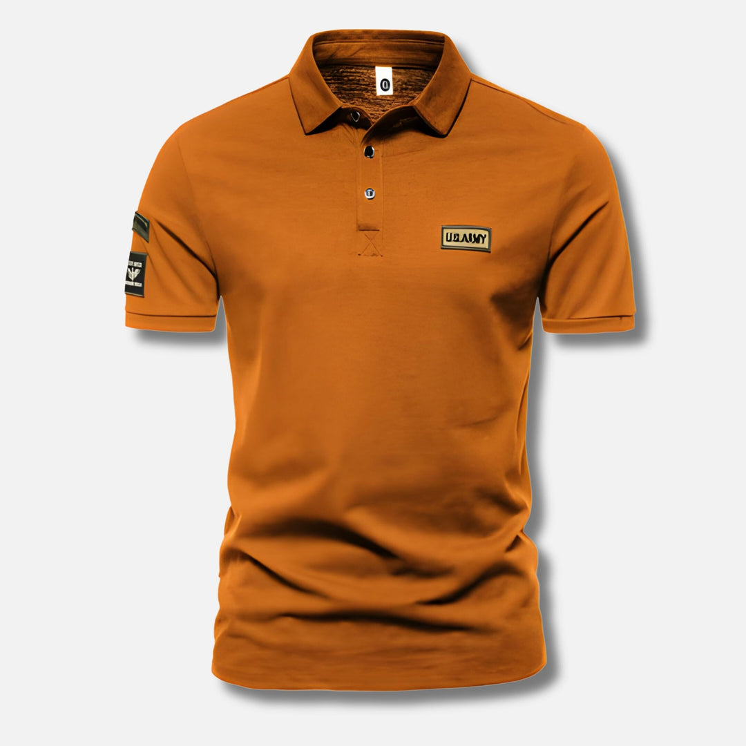 Men’s Polo Shirt | Military Patch Short Sleeve Top | Casual Canada