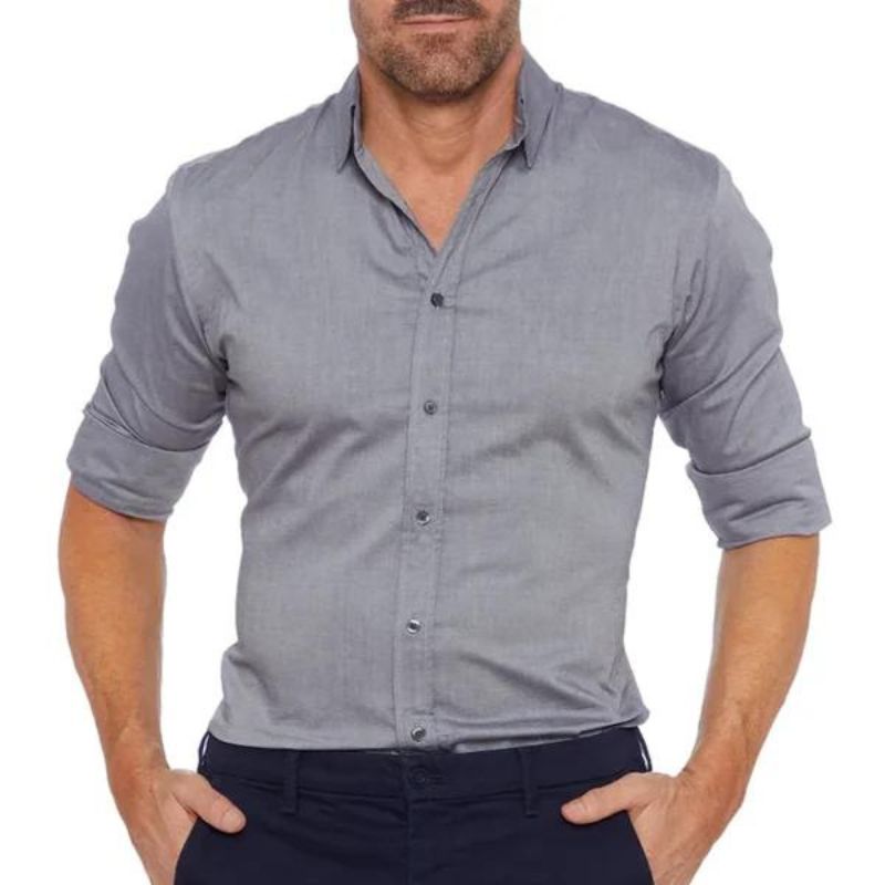 Men's Classic Dress Shirt | Long-Sleeve Button-Up | Slim Fit Workwear