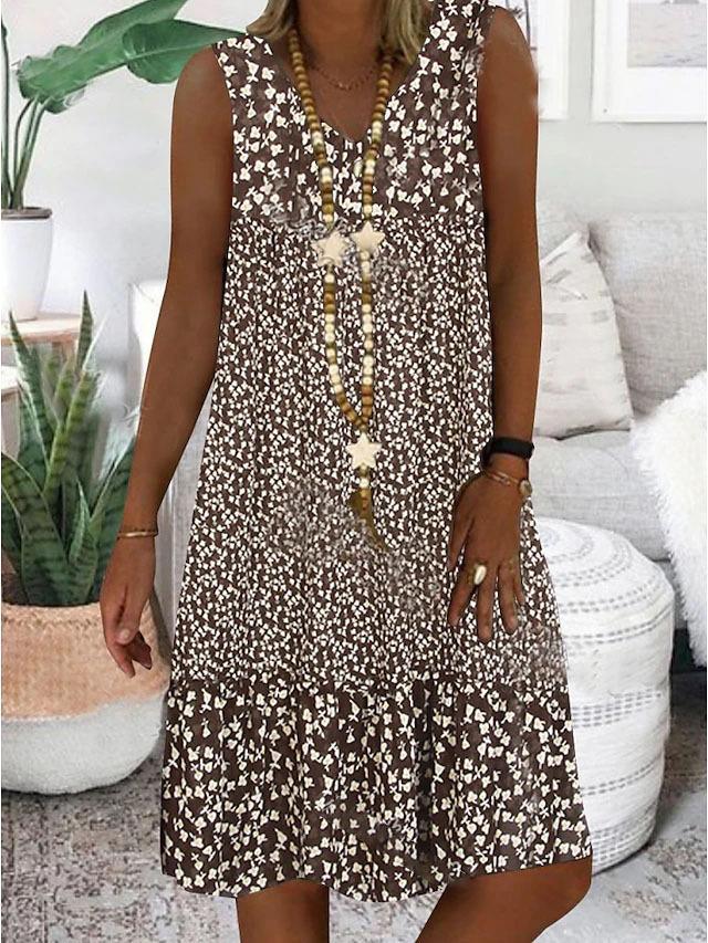 Ann - Sleeveless Floral V-Neck Dress