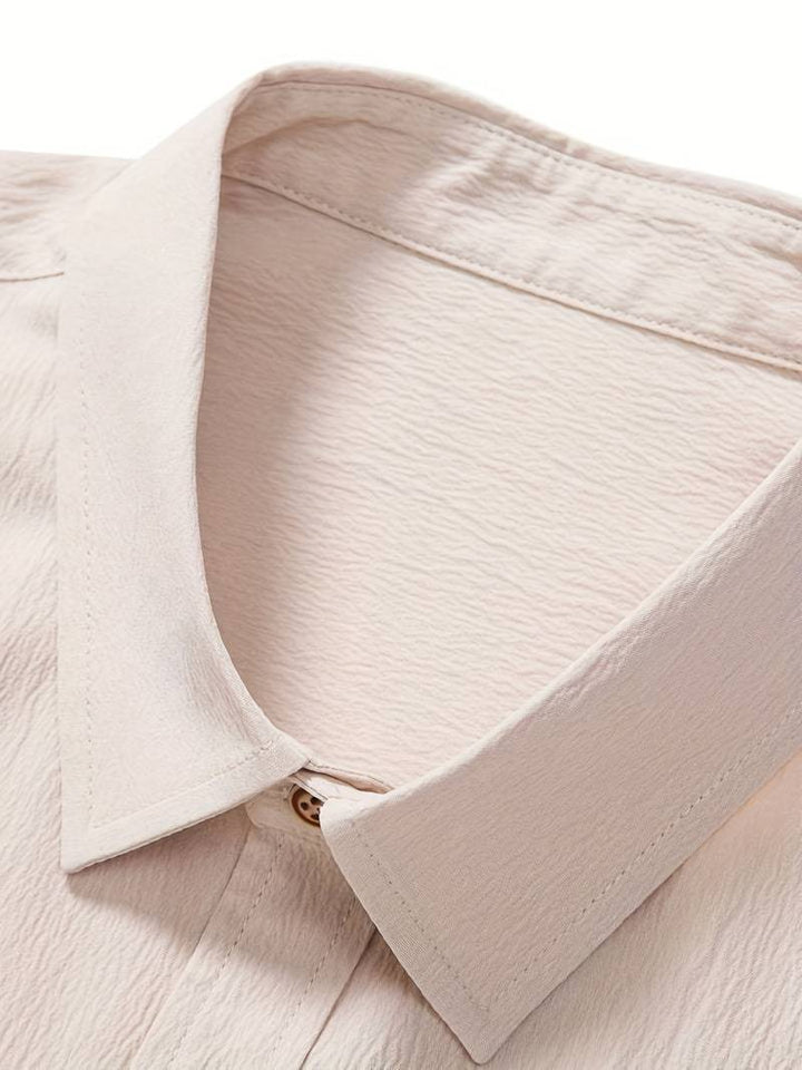 Men's Textured Short Sleeve Shirt | Breathable Button-Up | Summer Casual Essential