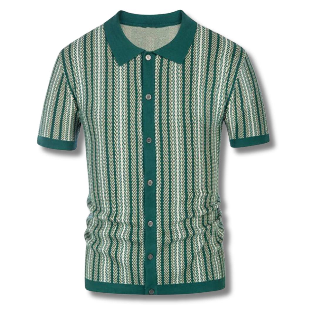 Men's Retro Knit Polo Shirt | Textured Button-Up Short Sleeve | Vintage Summer Top Canada