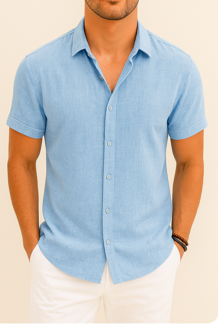 Men's Button-Up Knit Shirt | Casual Short Sleeve | Textured Summer Essential