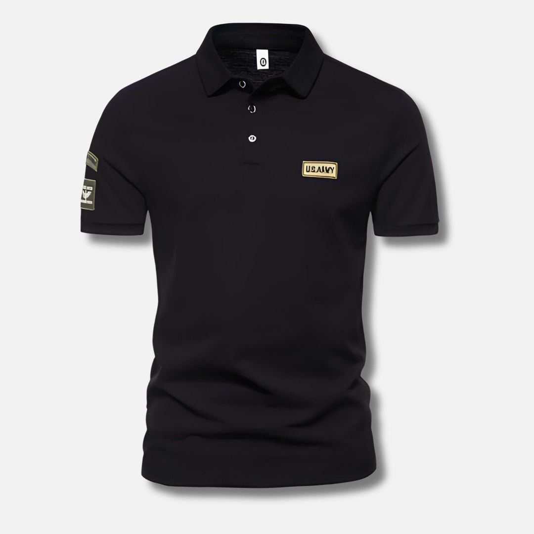 Men’s Polo Shirt | Military Patch Short Sleeve Top | Casual Canada
