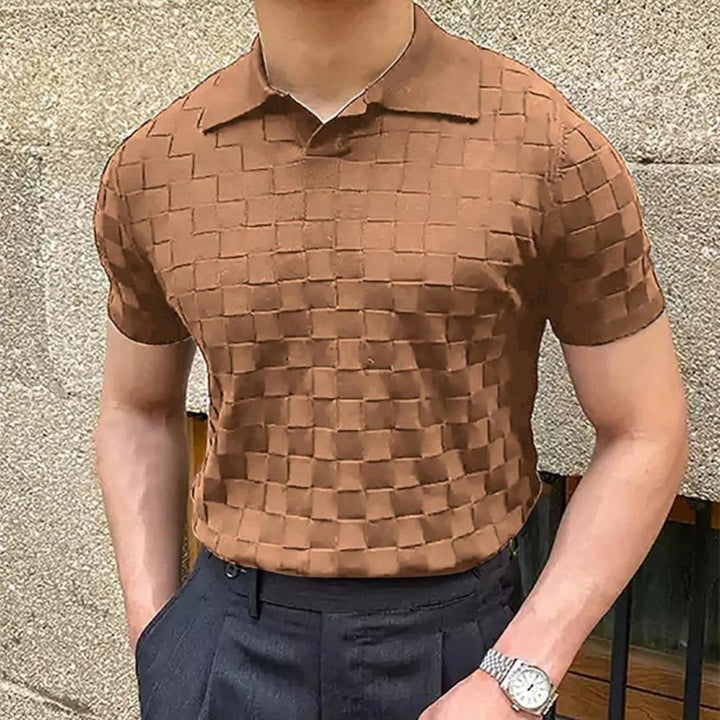 Men's Ribbed Knit Polo Shirt | Lightweight Textured Short Sleeve Top | Summer Casual Canada