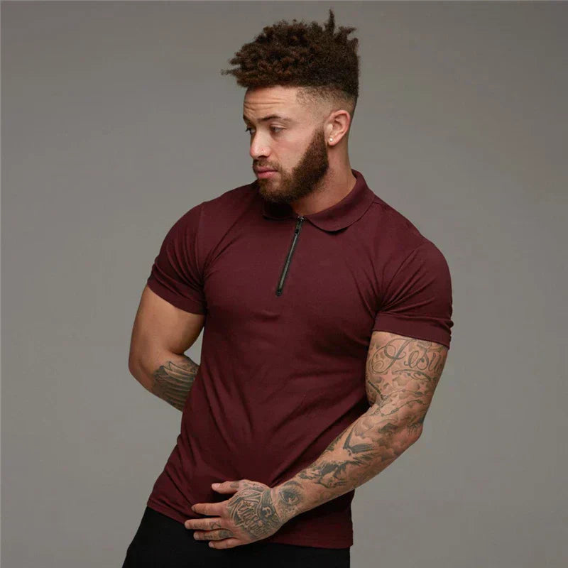 Athletic Fit Polo Shirt | Zip Collar | Stretch Performance Knit