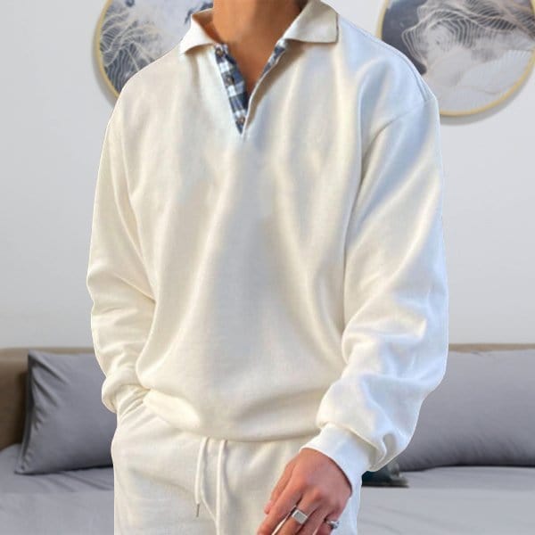 Men’s Long-Sleeve Polo Shirt | Lightweight Cotton Blend | Casual Everyday Fit