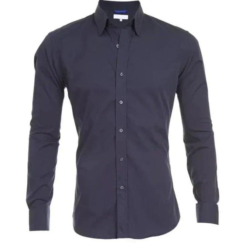 Stretch Button-Up Shirt | Slim Fit with Roll-Up Sleeves