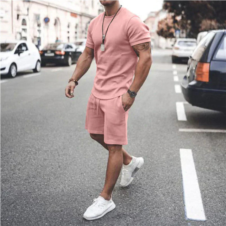 Men’s Crewneck Knit Lounge Set | Short-Sleeve Top & Casual Shorts
