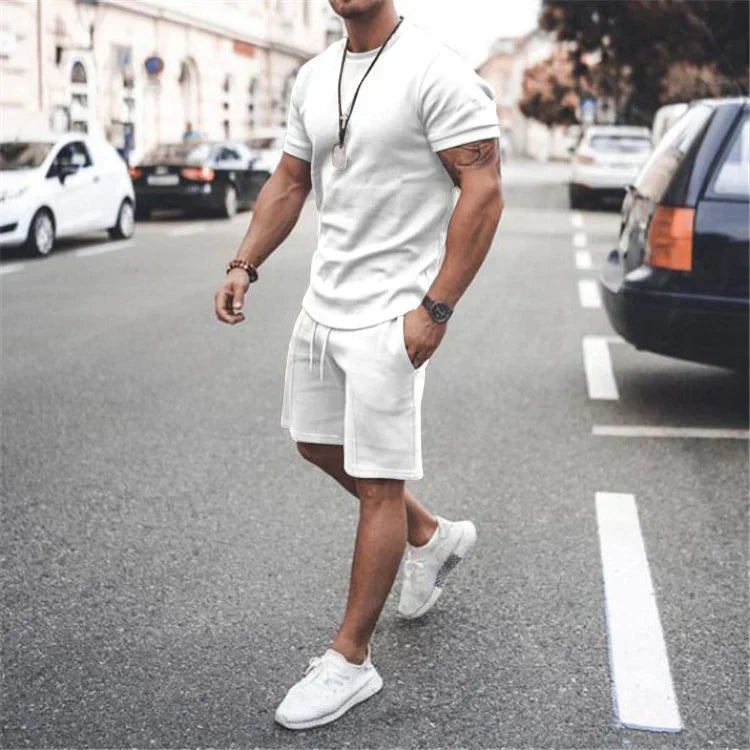 Men’s Crewneck Knit Lounge Set | Short-Sleeve Top & Casual Shorts