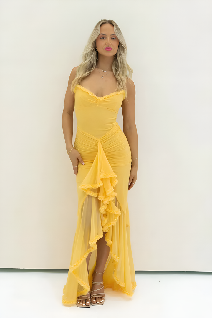 Lila – Cascading Detail Evening Dress