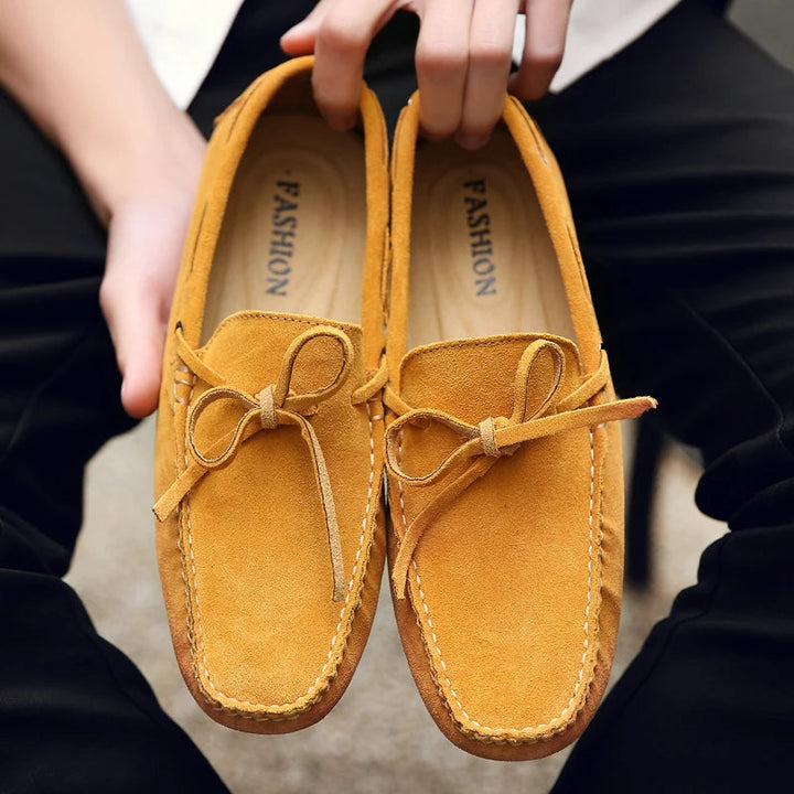 Men’s Suede Moccasin Slippers | Cushioned Insole | Classic Indoor Comfort