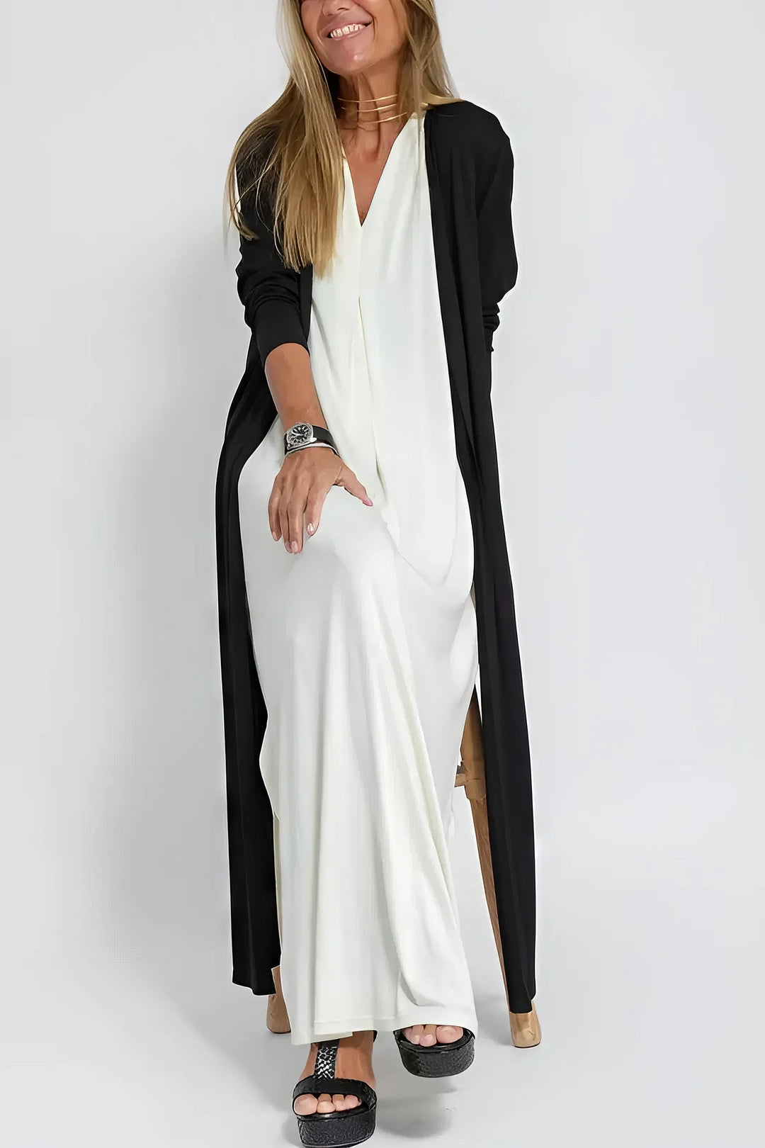 Clodagh – Sculpting Maxi Dress with Free Cardigan